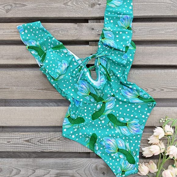 SPORLIKE One Piece V-Neck Ruffle Bathing Suit  NEW WITH TAG! - Picture 6 of 11